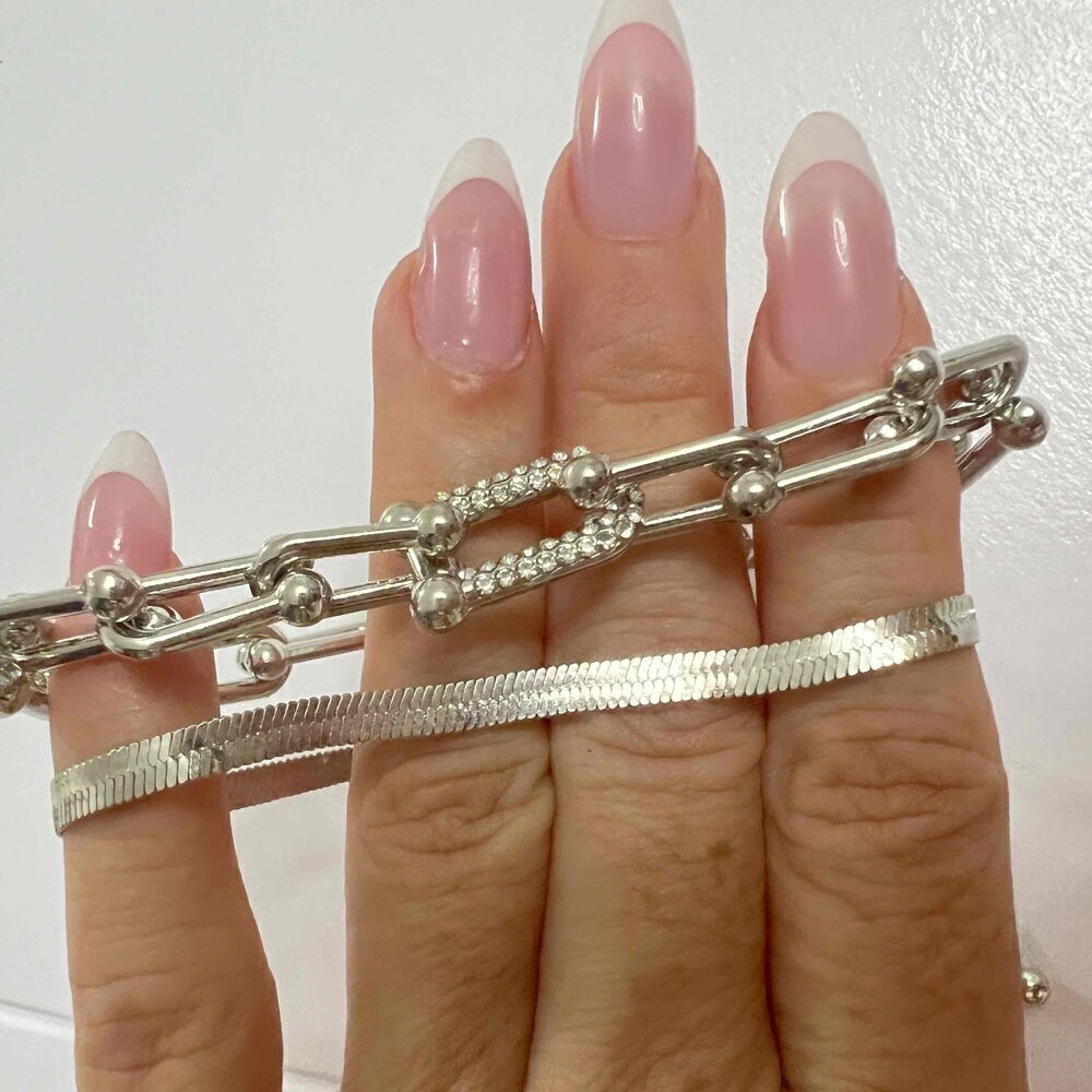 Silver Plated Zircon Snake Bracelet Set /U Shaped stainless steel womens jewelry